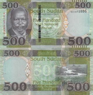 South Sudan 500 Pounds (2018) - President/river Valley/pnew Unc