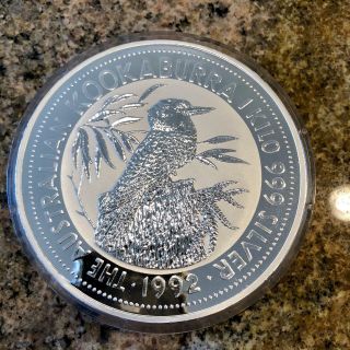 1992 $30 1 kg (kilo) Australian Kookaburra Encapsulated Silver Coin 2