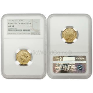 Italy 1810m Kingdom Of Napoleon 20 Lire Gold Ngc Au58