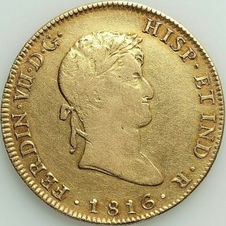 1816 Mo - Jj Mexico Ferdinand Vii Gold 8 Escudos
