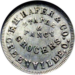 1863 Greenville Ohio Civil War Token F H Hafer & Co R9 Tin Plate Ngc