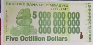 Octillion Zimbabwe Lote - 4 Notes