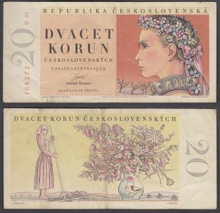 Czechoslovakia 20 Korun 1949 (vf) Banknote Km 70a