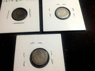 Queen Victoria 1878,  1876,  1880 Threepence Silver Coin