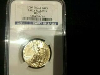 2009 $25 Gold American Eagle 1/2 Oz Ngc Ms70 Early Releases - Perfect Coin