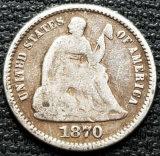 1870 Usa Seated Liberty Silver Half Dime