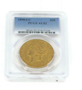 1890 - Cc $20 Liberty Gold Coin Pcgs Au53