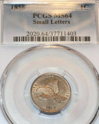 1858 Flying Eagle Cent Pcgs Ms 64 Small Letters