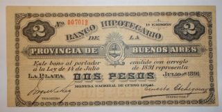 Argentina Note Buenos Aires 2 Pesos 1891 Xf,  P.  S 616 Bau Ba - 225
