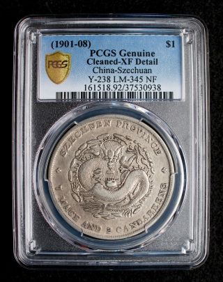 1901 - 08 China Empire Szechuan Silver Dollar Y 238 Lm - 245 Nf Dragon $1 Pcgs Xf