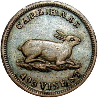 1863 Cincinnati Ohio Civil War Token Carl Haas Bunny Rabbit