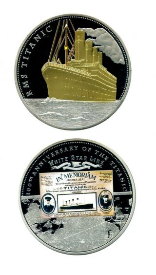 RMS TITANIC COMMEMORATIVE COLOR COIN PROOF LUCKY MONEY VALUE $129.  95 2