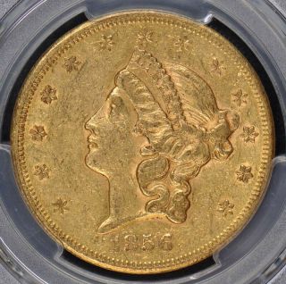1856 - S $20 Liberty Head Double Eagle PCGS AU53 (CAC) 3