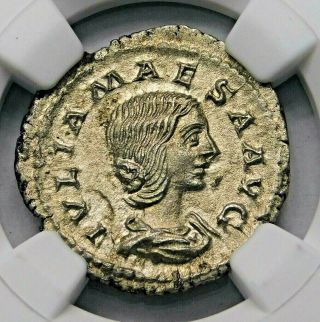 Ngc Au.  Julia Maesa.  Stunning Denarius.  Ancient Roman Silver Coin.