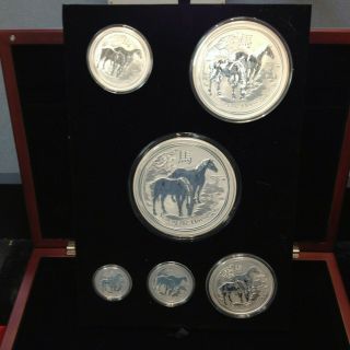 6 Coin Set 2014 Australia Silver Lunar Year Of The Horse Kilo,  10,  5,  2,  1,  1/2
