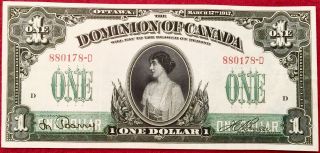 1917 Dominion Of Canada $1 Bank Note