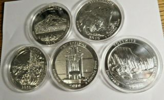 2010 Atb (america The) Silver 5 Oz Coin Full Set Of 5