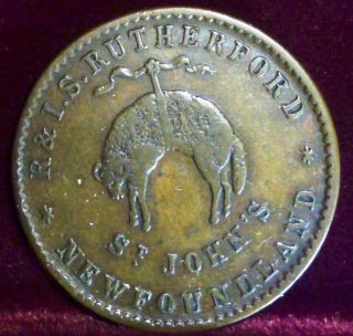 1840 St.  Johns,  Rutherford Bros.  Newfoundland,  Canada Half Penny Token - Nf - 1a1