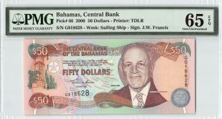 Bahamas 2000 P - 66 Pmg Gem Unc 65 Epq 50 Dollars