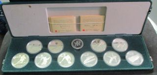 1988 Calgary Canadian Winter Olympics 10 - Coin Silver Proof Set W/box