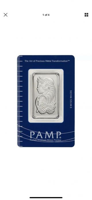 1 Oz.  Platinum Bar - Pamp Suisse - Fortuna - Fine Assay/certificate C022940