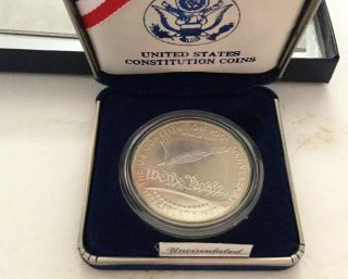 1987 Us Constitution Comemmorative Coins Silver Dollar Proof W/ Box And