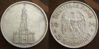 Third Reich 5 Reichsmark 1934 F