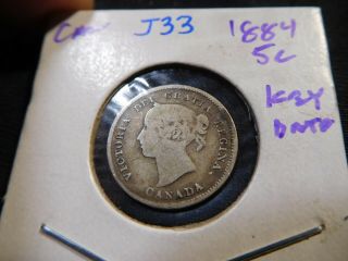 J33 Canada 1884 5 Cents Key Date
