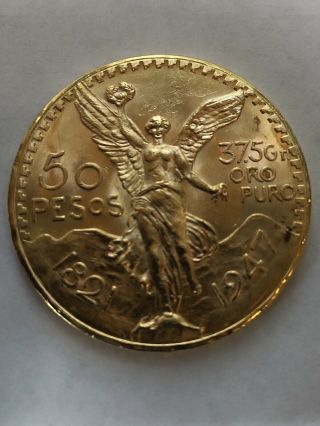 México 50 pesos gold 37.  5 Grams 1821 - 1947 100 authentic 2