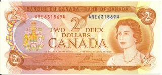 Bank Of Canada 1974 $2 Two Dollars Crow - Bouey Are Prefix Au,  Queen Elizabeth Ii