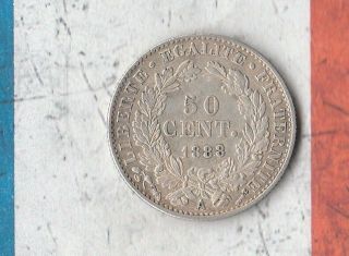 1888 France 50 Centimes - 83.  5 Silver - Impressive Detail