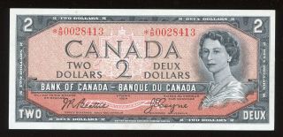 1954 $2 Bank Of Canada Replacement Banknote - Cat 38aa - S/n: A/b0028413