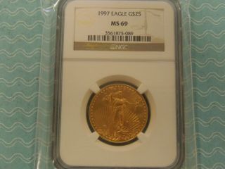 1997 $25 American Gold Eagle Ngc Ms 69 1/2 Oz.