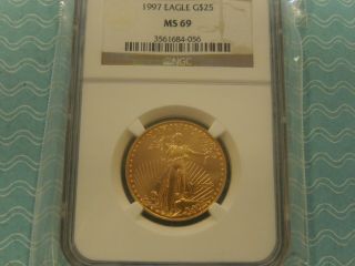 1997 $25 American Gold Eagle Ngc Ms 69 1/2 Oz.  2