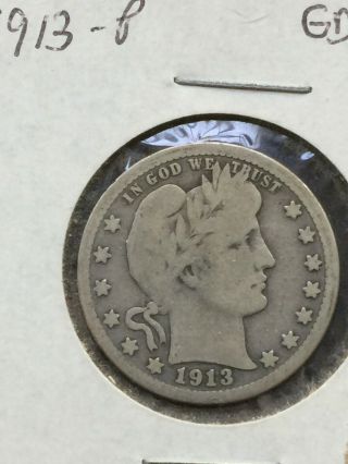 Coin,  1913 Barber Quarter Dollar