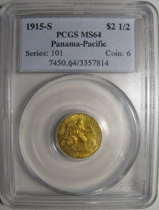 1915 - S Panama - Pacific $2 - 1/2 Gold Commemorative Pcgs Ms64