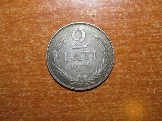 Latvia 1926 Silver 2 Lati Coin Very Fine