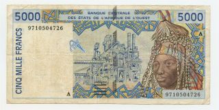 West African States Ivory Coast 1997 5000 Francs P 113af - Pvv