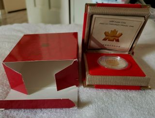 1998 Canada $15 Lunar Series Silver Proof Coin W/gold Plate Tiger,  Box &