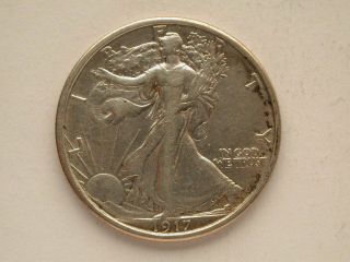 1917 - S Reverse Walking Liberty Half Dollar Cleaned