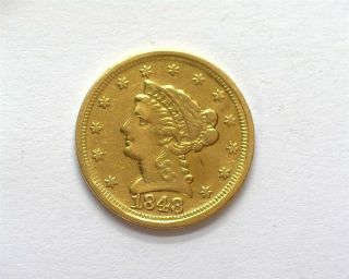 1848 - D Liberty Head $2.  5 Gold About Uncirculated Scarce Low Mintage