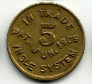 Cupp TN token - E.  B.  Bowman - 5¢ In Trade,  Ingle System - Campbell Co Tennessee 2