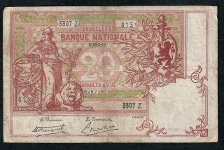 20 Francs From Belgium 1919