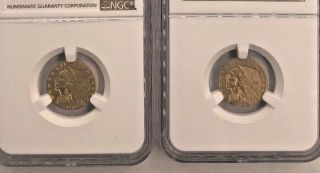 PCGS & NGC 1909/1910/1913/1914 - D $2.  5 GOLD INDIAN HEAD MS62/MS63 4 COINS 4