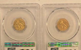 PCGS & NGC 1909/1910/1913/1914 - D $2.  5 GOLD INDIAN HEAD MS62/MS63 4 COINS 5
