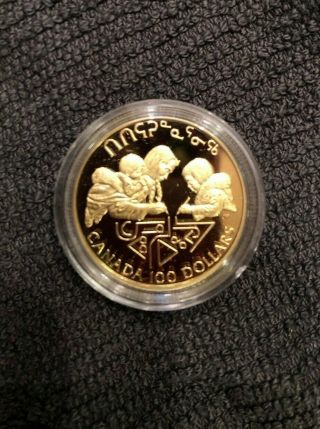 1990 Canada $100 Dollars Gold Coin Literacy Proof 1/4 Troy Oz.