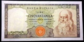Italy Banknote 50000 Lire,  Pick 99c Xf,  1972 (da Vinci)