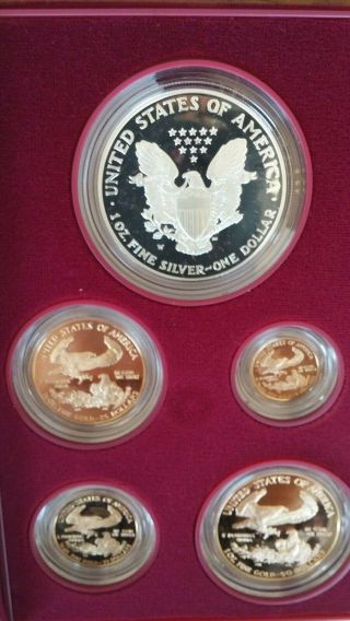 1995 W american eagle 10th anniversary gold bullion coin set,  Silver Proof set 3