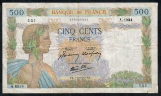 500 Francs From France 1942