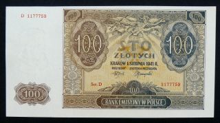 Poland,  100 Zlotych 1941,  Unc - (us)